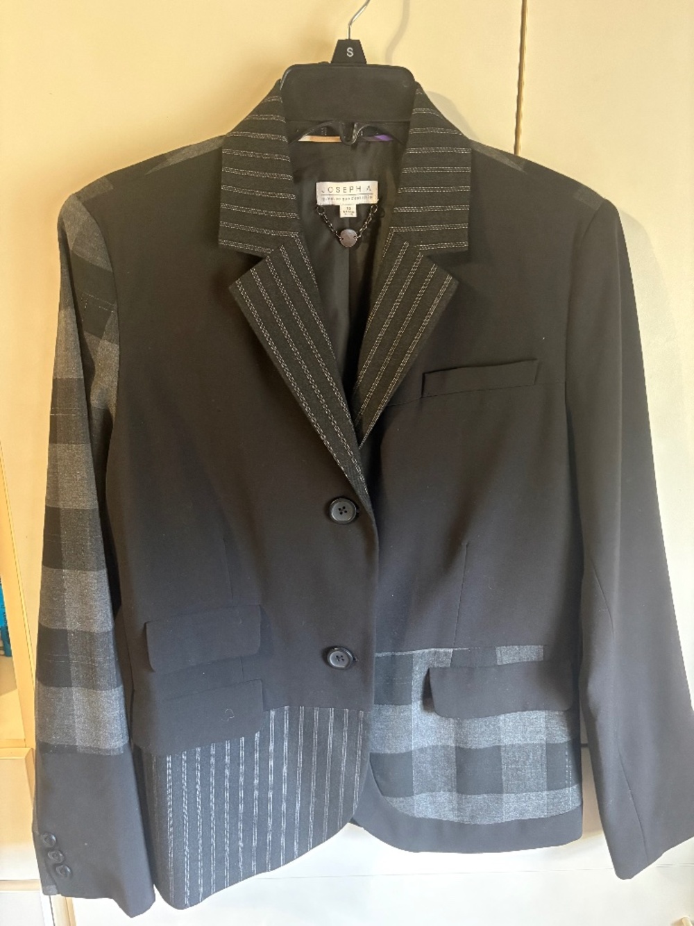 Joseph A. qu'est-ce question c'est silk? Black & Grey Size 10 Women's Blazer